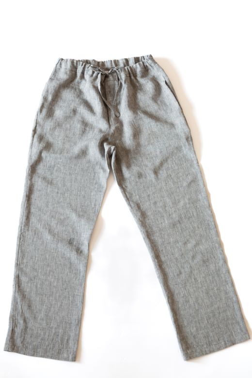 Grey Linen Leisure Trousers for Men-Trousers-STABLE of Ireland