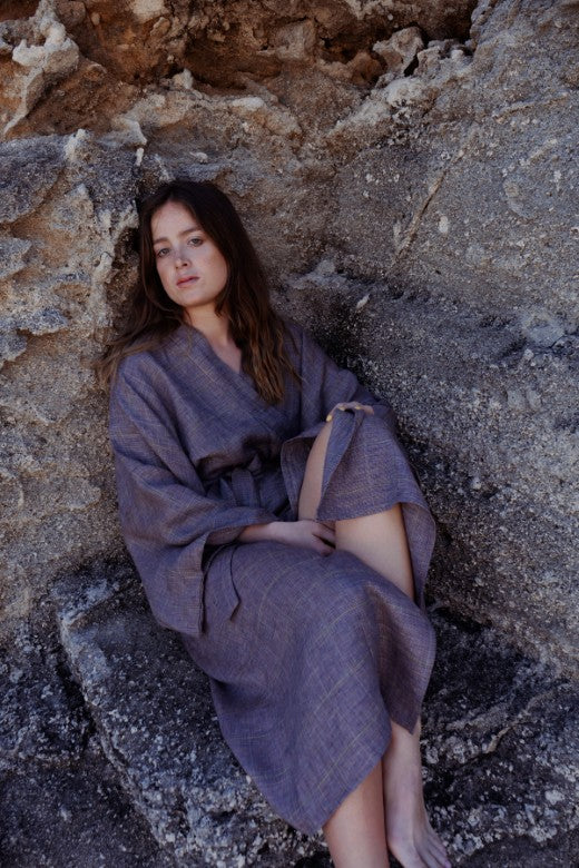 Irish Linen Kimono Robe-Robes-STABLE of Ireland