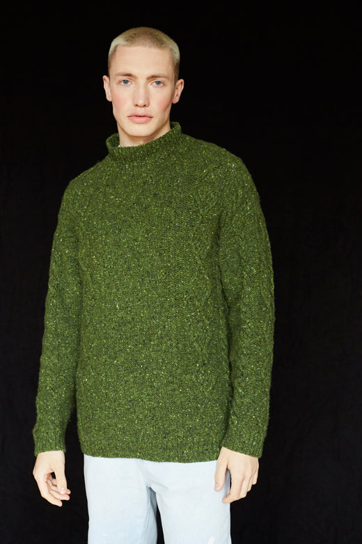 Moss Green Donegal Aran Jumper-Jumper-STABLE of Ireland
