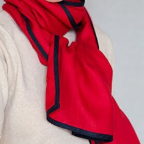 The STABLE Irish Linen Scarf - Red with Navy Trim High Five Linen Scarf