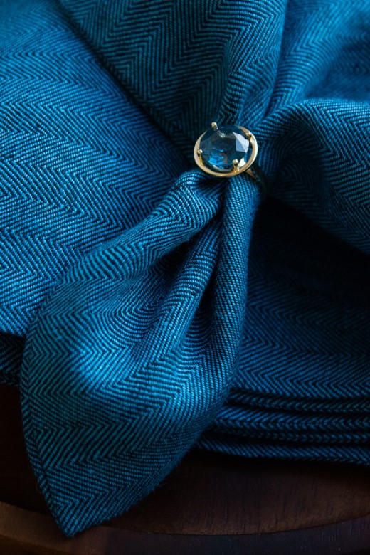 The Forty Foot Blue Topaz Gold Halo Ring-Jewelry-STABLE of Ireland