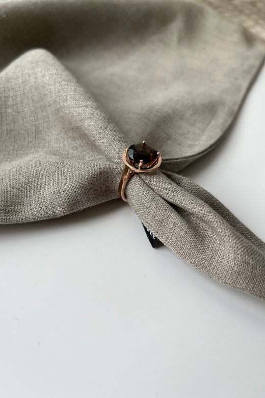The Wicklow Bog Smokey Topaz Rose Gold Halo Ring-Jewelry-STABLE of Ireland