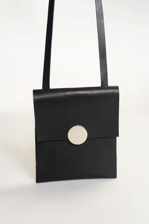 Black Cross Body Leather Travel Bag-Travel Bag-STABLE of Ireland