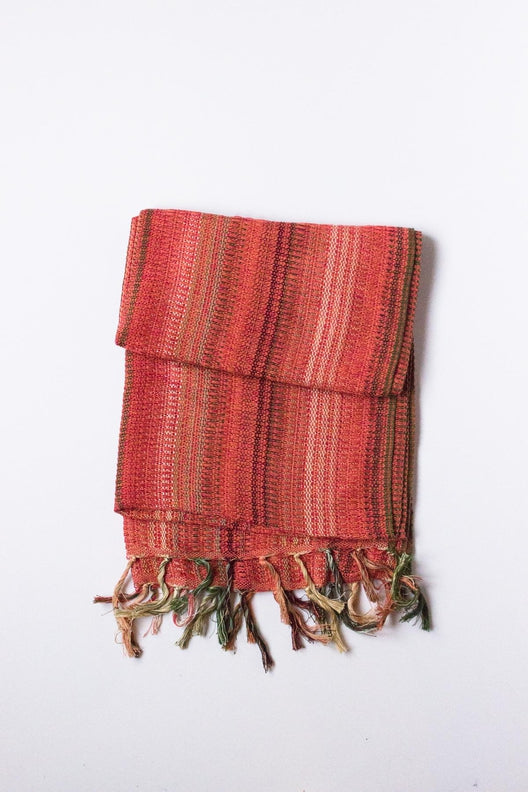 Coral Pink and Red Handwoven Crios Wrap-Scarves & Shawls-STABLE of Ireland