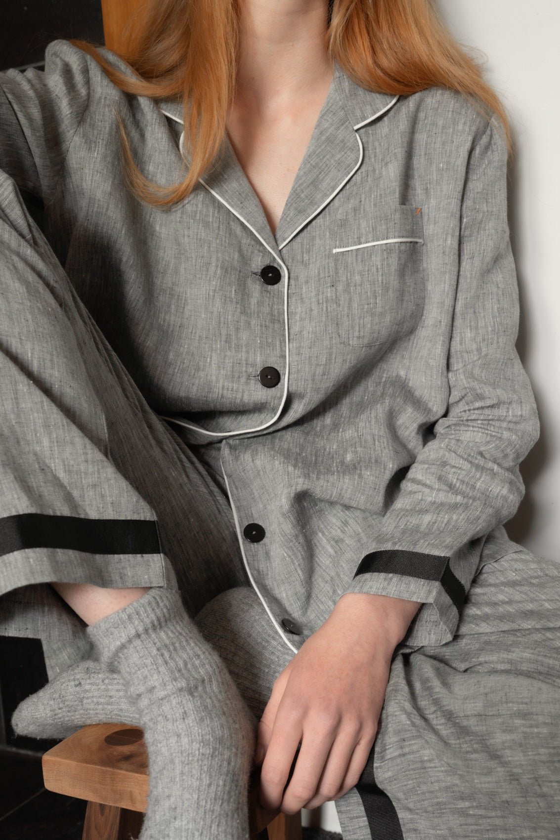 Grey Irish Linen Pyjamas-Pyjamas-STABLE of Ireland