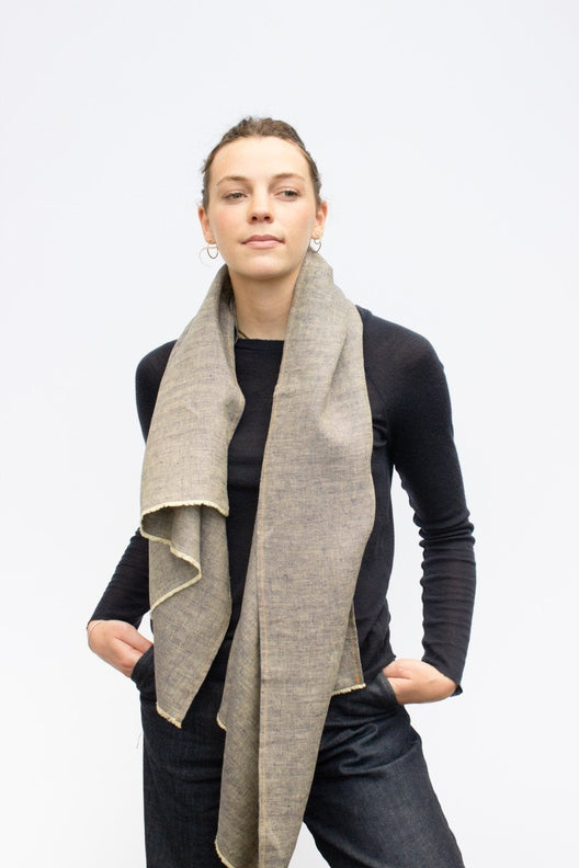 The STABLE Irish Linen Scarf - Ginger Herringbone-Scarves & Shawls-STABLE of Ireland