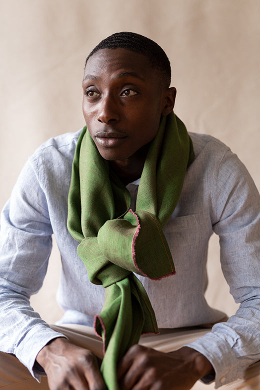 The STABLE Irish Linen Scarf - Moss Green-Scarves & Shawls-STABLE of Ireland