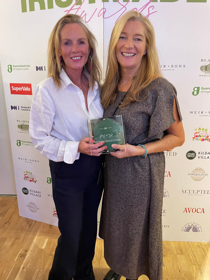 Sonia and Francie of Stable of Ireland with their Irish Made Textiles Award