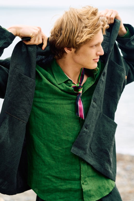 Moss Green Irish Linen Shirt