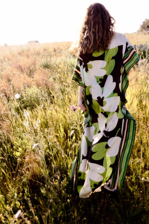 Abstract Shamrock Silk Dress-Dresses-STABLE of Ireland