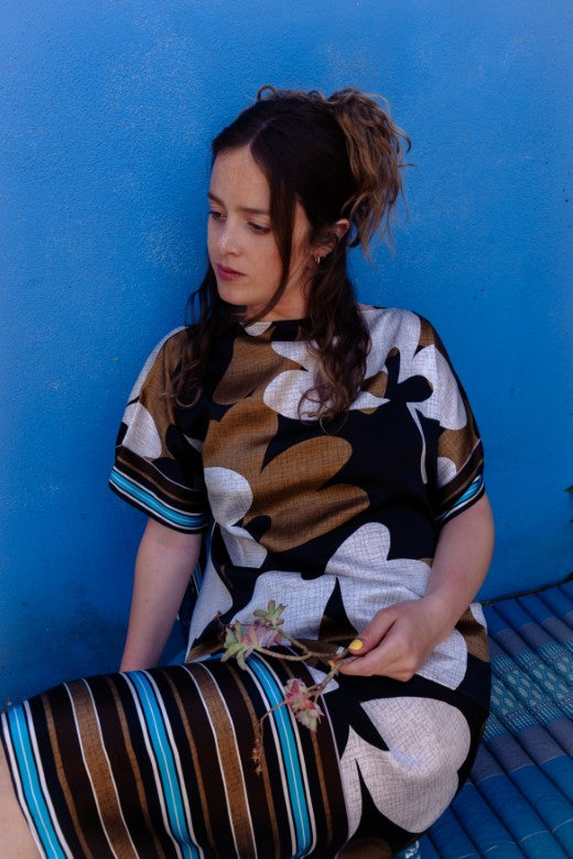 Abstract Shamrock Silk Skirt-Skirts-STABLE of Ireland