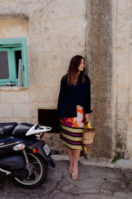 Abstract Shamrock Silk Skirt-Skirts-STABLE of Ireland