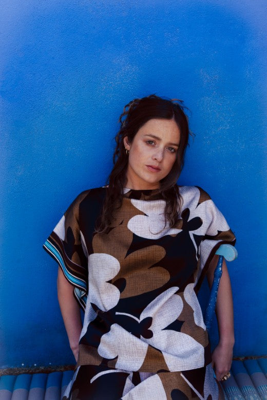 Abstract Shamrock Silk Top-Blouses-STABLE of Ireland