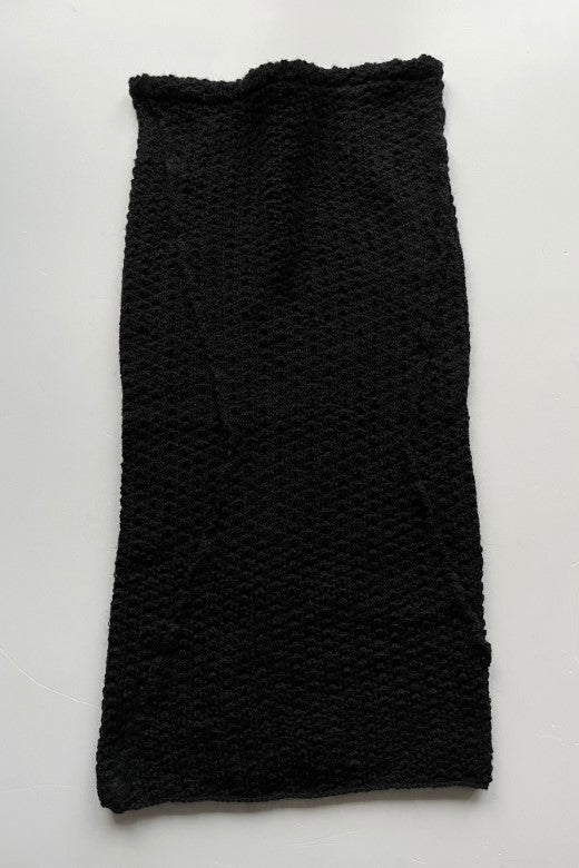 Alpaca Knitted Tube Skirt in Black-Dresses-STABLE of Ireland