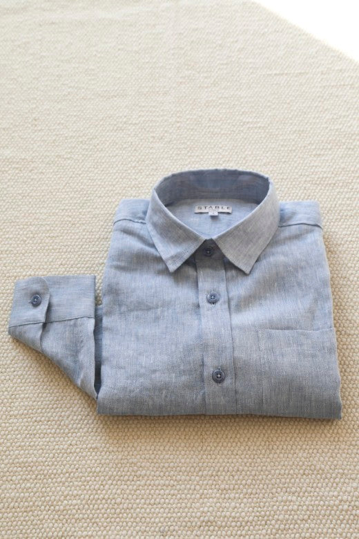 Blue Irish Linen Shirt-Shirt-STABLE of Ireland