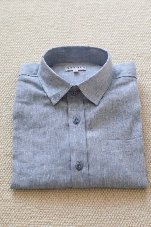 Blue Irish Linen Shirt-Shirt-STABLE of Ireland