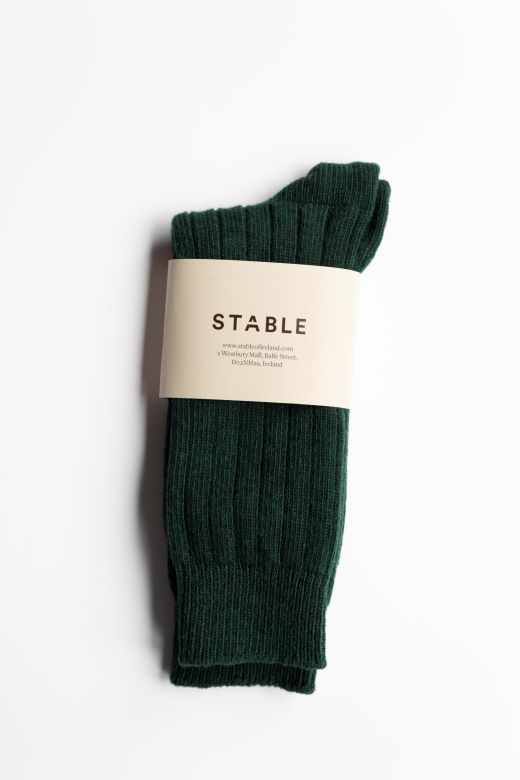Bottle Green Cashmere Socks-Socks-STABLE of Ireland