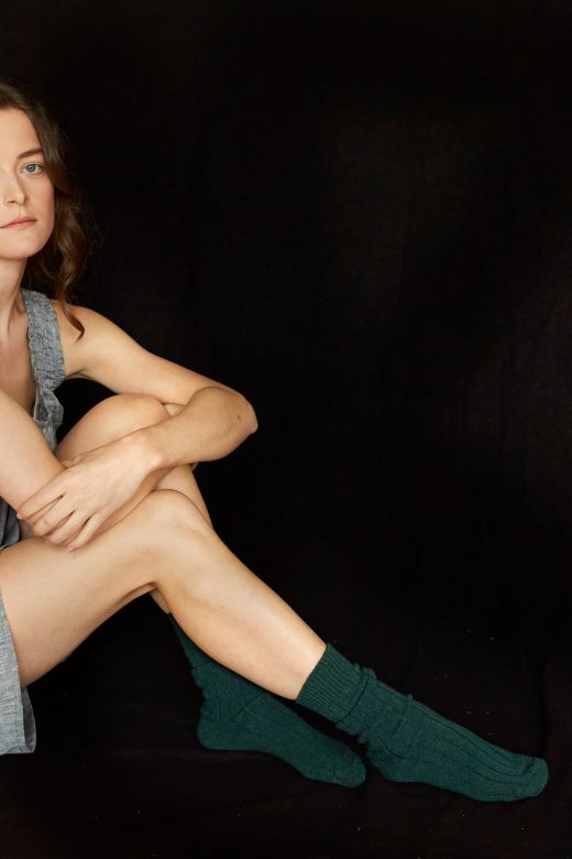 Bottle Green Cashmere Socks-Socks-STABLE of Ireland