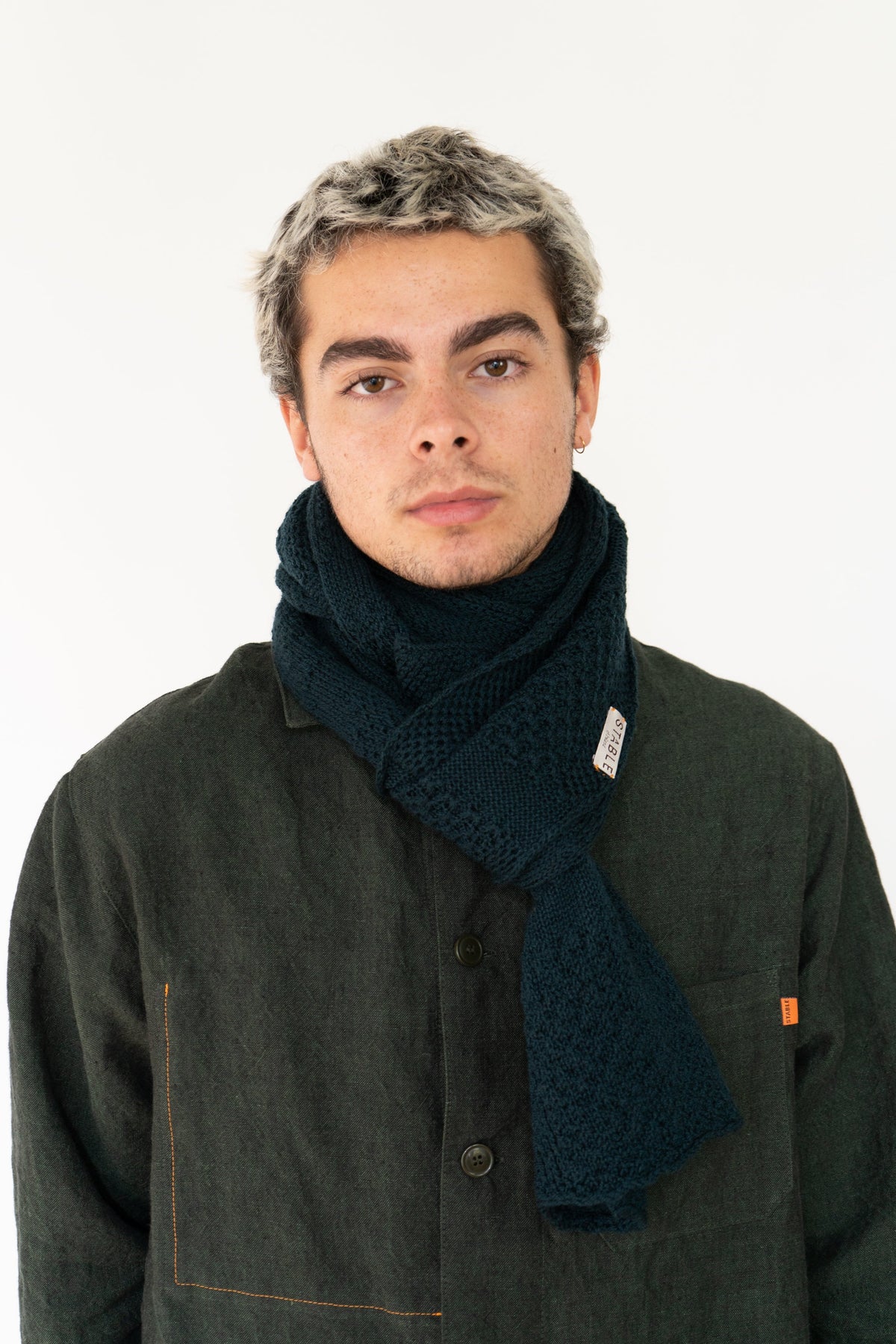 Bottle Green Small Merino Wool Scarf-Scarves & Shawls-STABLE of Ireland