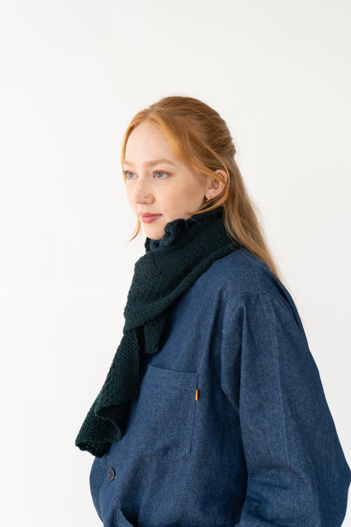 Bottle Green Small Merino Wool Scarf-Scarves & Shawls-STABLE of Ireland