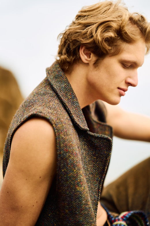 Brown Irish Tweed Gilet-Clothing-STABLE of Ireland