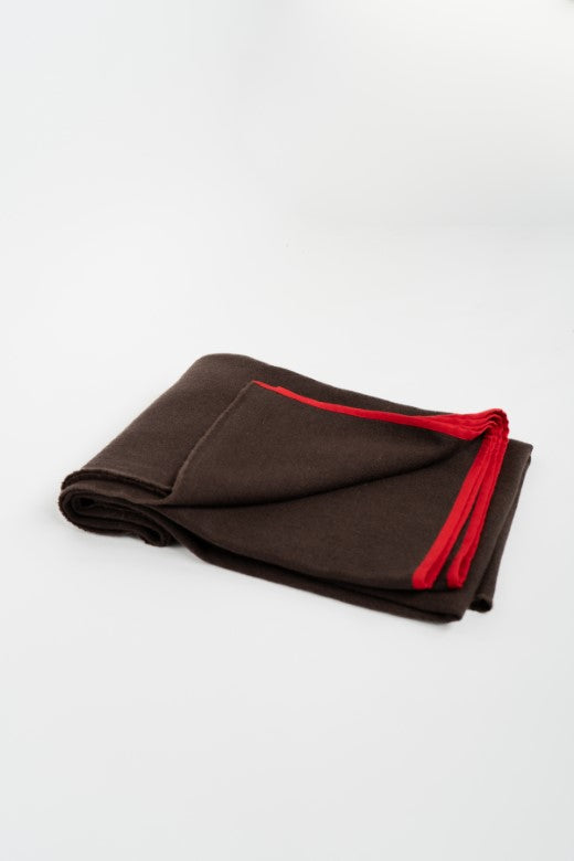 Brown Wool Tweed Trimmed Blanket-Blankets-STABLE of Ireland