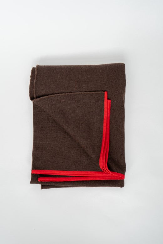 Brown Wool Tweed Trimmed Blanket-Blankets-STABLE of Ireland