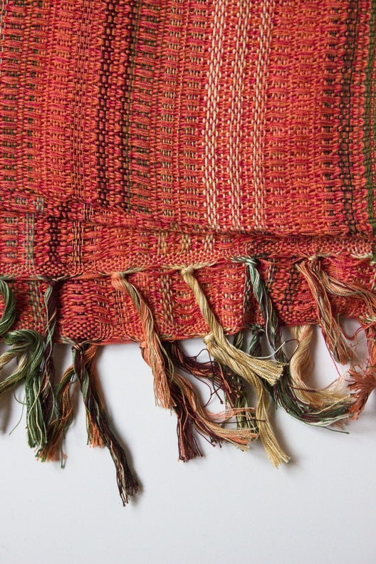 Coral Pink and Red Handwoven Crios Wrap Scarf-Scarves & Shawls-STABLE of Ireland