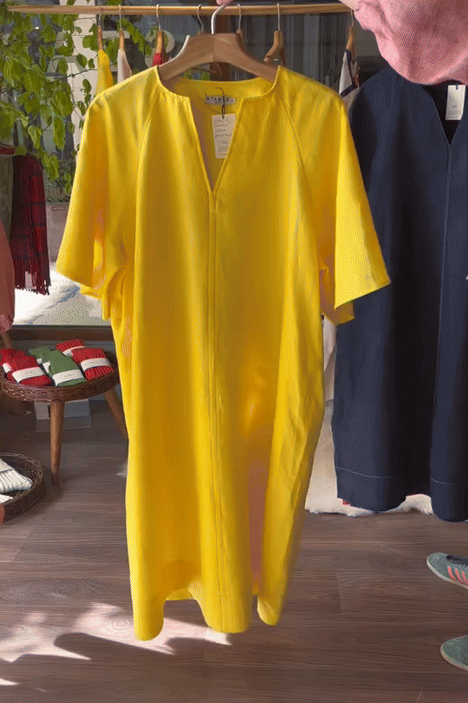 Coral Red Irish Linen Kaftan Dress-Dresses-STABLE of Ireland