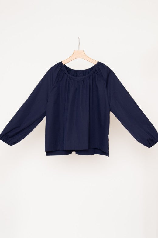 Cotton Poplin Top in Navy-Top-STABLE of Ireland