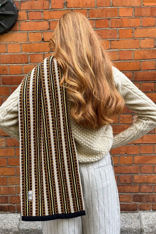 Cream Stripe Cotton Crios Scarf-Scarves & Shawls-STABLE of Ireland