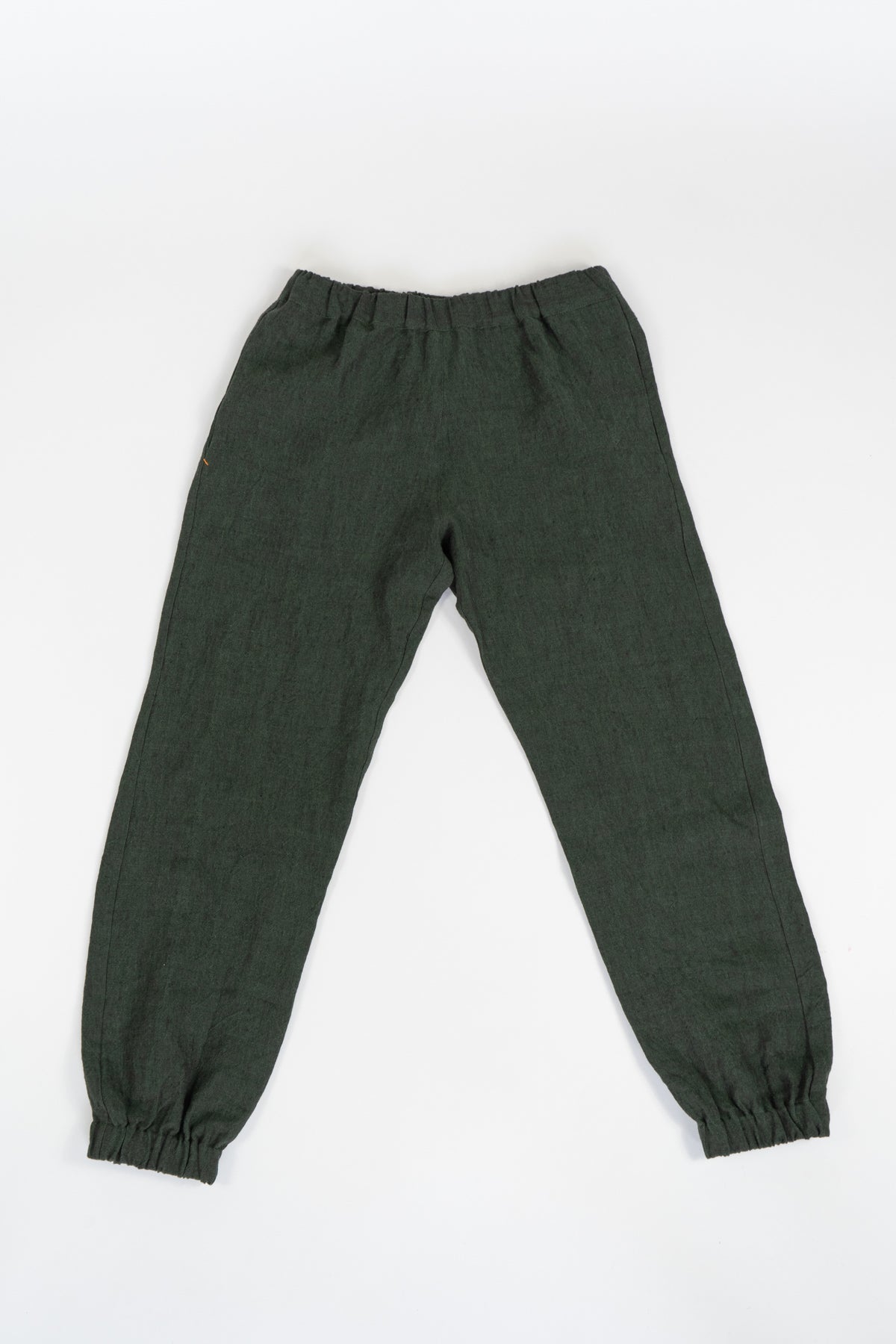 Dark Green Irish Linen Cuff Trouser-Trousers-STABLE of Ireland