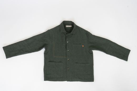 Dark Green Linen Utility Jacket-Coats & Jackets-STABLE of Ireland