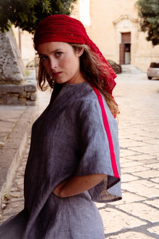 Go faster Irish Linen Trim Kaftan Dress