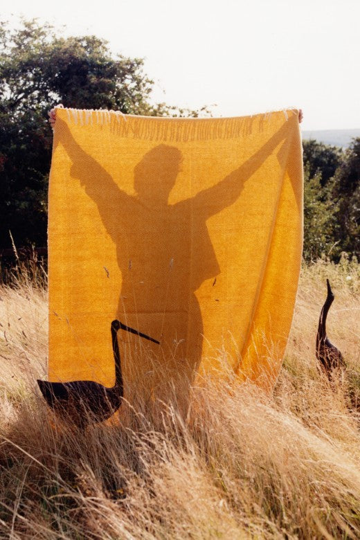 Gorse Yellow Jigsaw Handwoven Blanket-Blankets-STABLE of Ireland