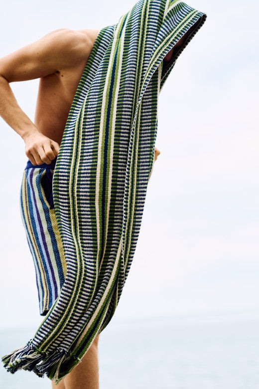 Green & Black Long Island Crios Large Scarf-Scarves & Shawls-STABLE of Ireland