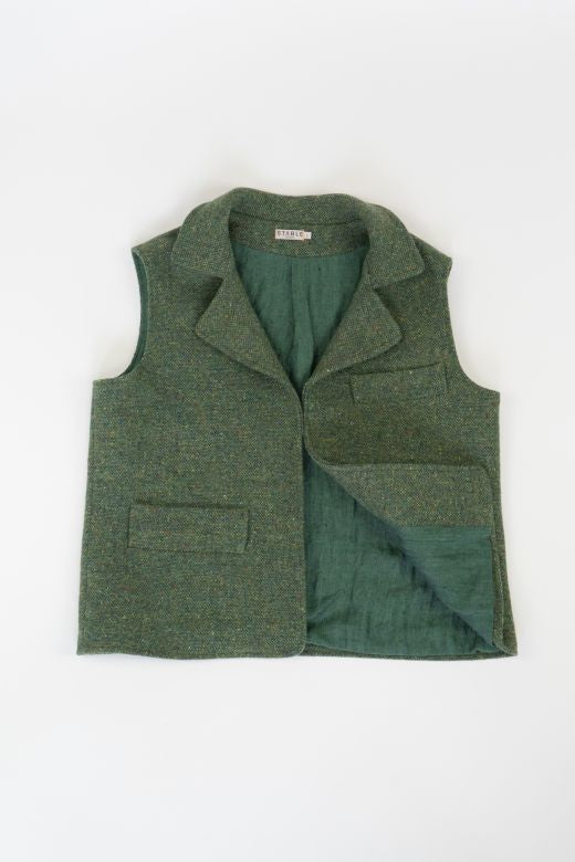 Green Irish Tweed Gilet-Clothing-STABLE of Ireland