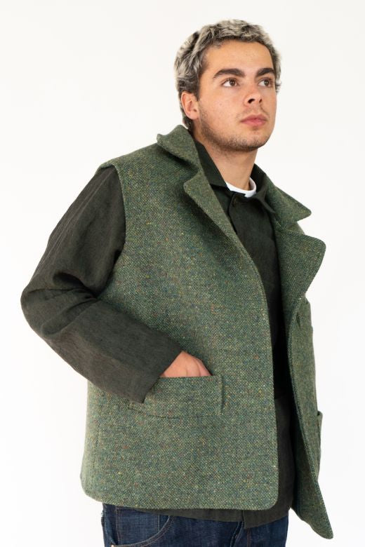 Green Irish Tweed Gilet-Clothing-STABLE of Ireland