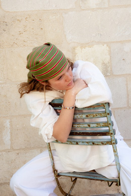 Stripe Irish Linen Headscarf