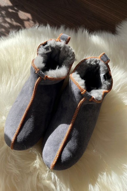 Grey Sheepskin Slipper Booties-Shoes-STABLE of Ireland