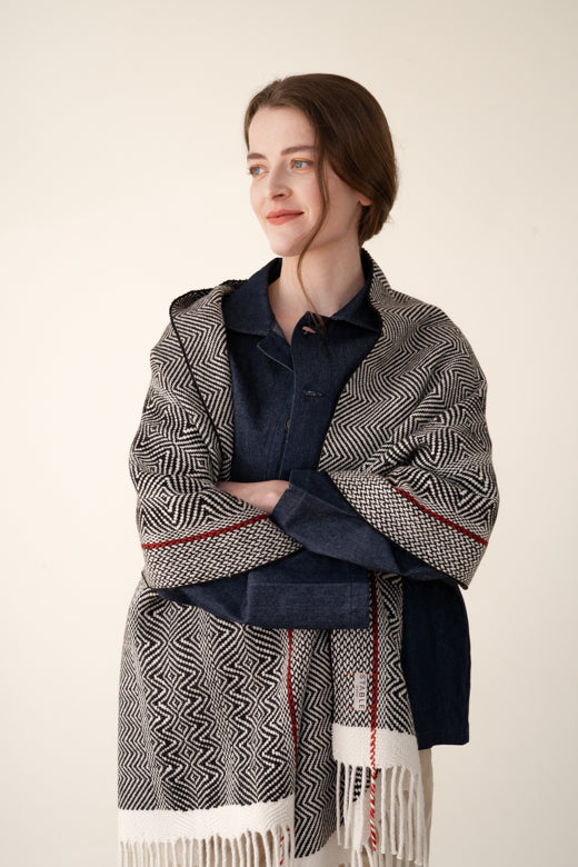 Handwoven Merino Wool Zebra Scarf-Scarves & Shawls-STABLE of Ireland