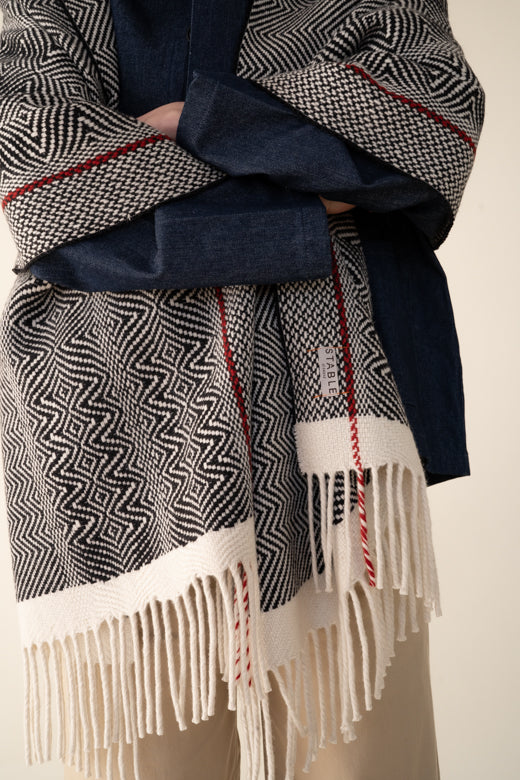 Handwoven Merino Wool Zebra Scarf-Scarves & Shawls-STABLE of Ireland