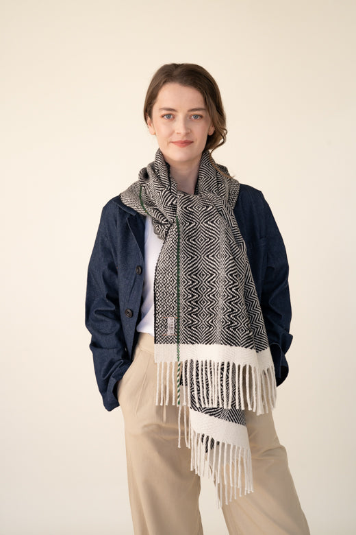 Handwoven Merino Wool Zebra Scarf-Scarves & Shawls-STABLE of Ireland