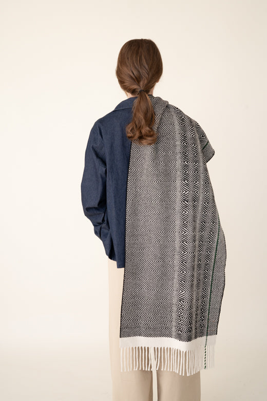 Handwoven Merino Wool Zebra Scarf-Scarves & Shawls-STABLE of Ireland