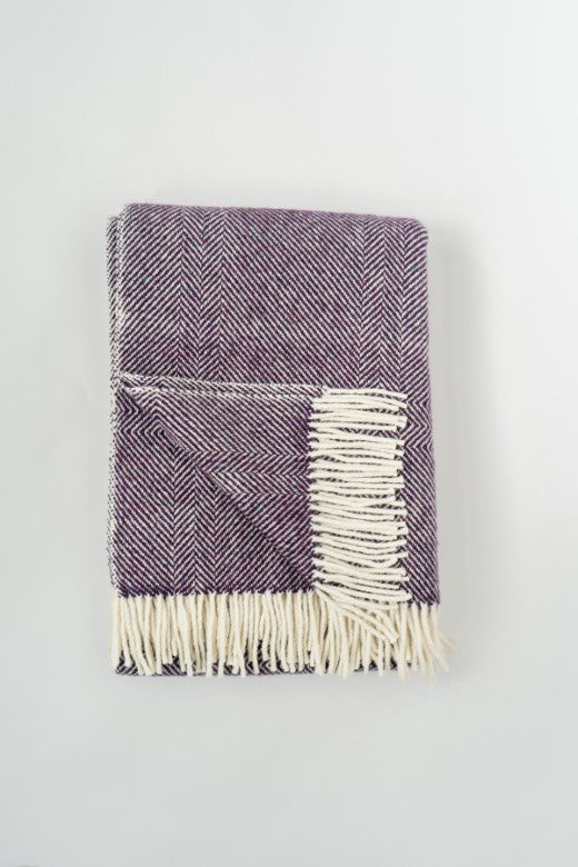 Heather Purple Jigsaw Handwoven Blanket-Blankets-STABLE of Ireland
