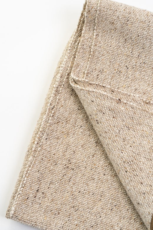 Heavy handwoven pressed wool blanket with Gold Irish linen trim-Blankets-STABLE of Ireland