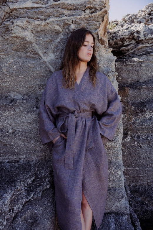 Irish Linen Kimono Robe - STABLE of Ireland Irish Linen Kimono Robe - STABLE of Ireland