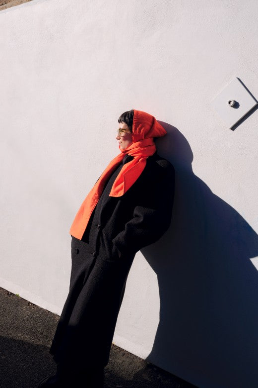 Irish Linen Quilted Scarf in Orange-Scarves & Shawls-STABLE of Ireland