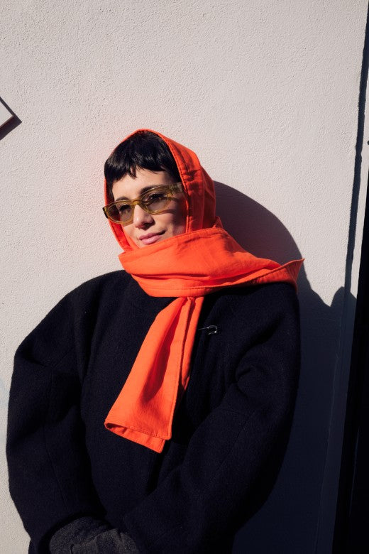 Irish Linen Quilted Scarf in Orange-Scarves & Shawls-STABLE of Ireland