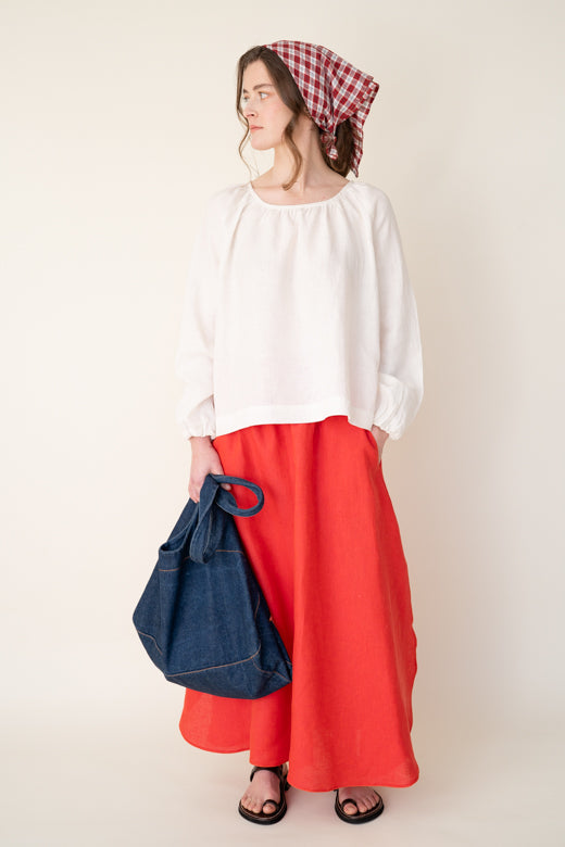 Irish Linen Skirt in Coral Red-Dresses-STABLE of Ireland